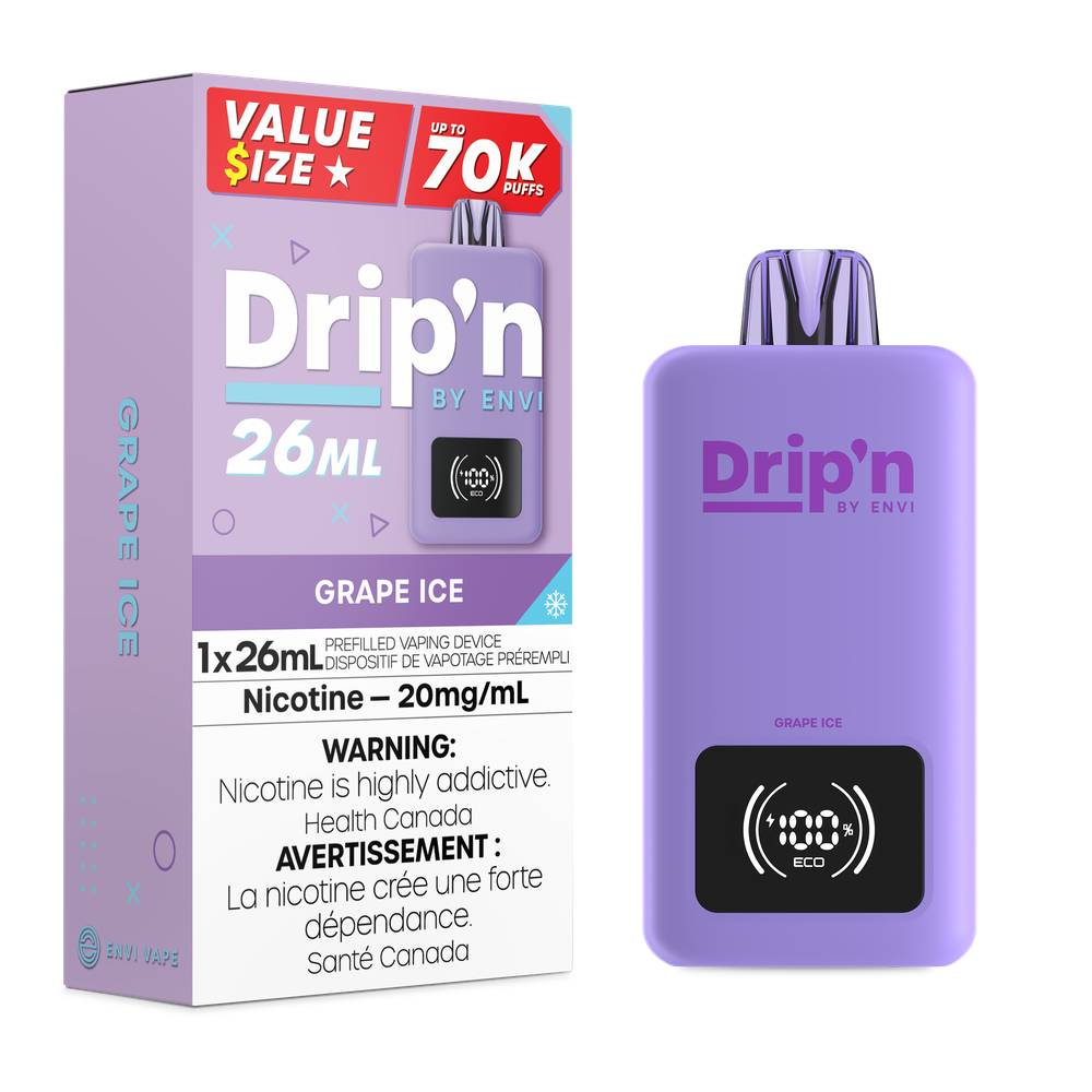 Drip'n by Envi 26mL 70K Puffs Disposable Vape Grape Ice